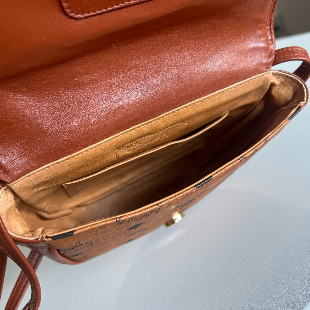 MCM Cognac Visetos Logo Crossbody Saddle Bag - Picture 8 of 10